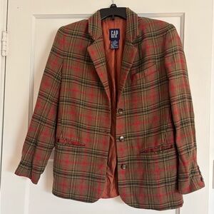 Gap Womens  Brown Red Green Wool Blazer SZ XS